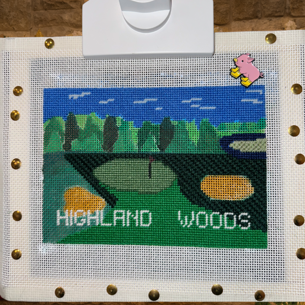 Stitching hand painted Needlepoint Sign
